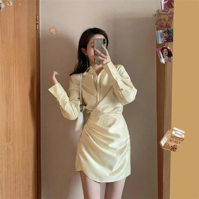 

[Pet powder welfare]French Shirt Dress 2023 New Women's Fashion Waist Slim High Grade Skirt