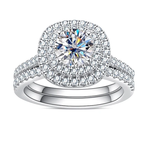 Комплект обручальных колец из серебра 925 с муассанитом LESF для женщин