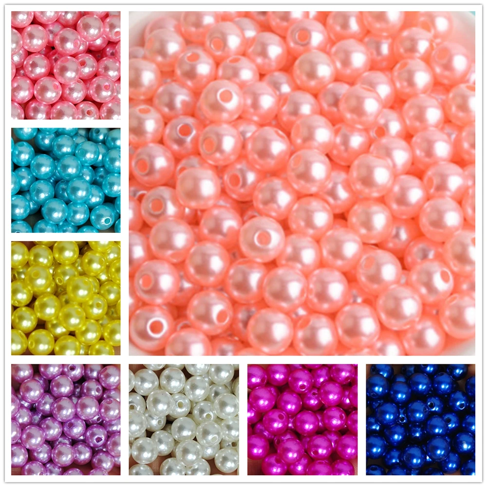 

500 Gram 3mm-30mm Round Beads 2 Holes Imitation Pearl for Craft Decorations Women DIY Clothes Jewelry Sew On Beads Accessories