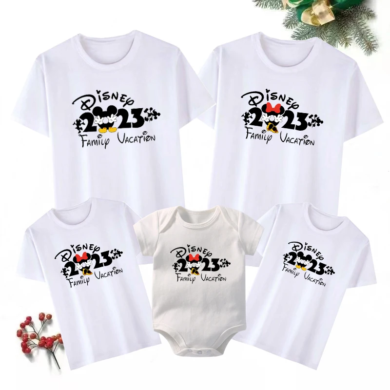 

Disney 2023 Family Vacation Shirts Funny Dad Mom Daughter Son Kids Shirt Baby Rompers Minnie Mickey Family Matching Trip Outfits