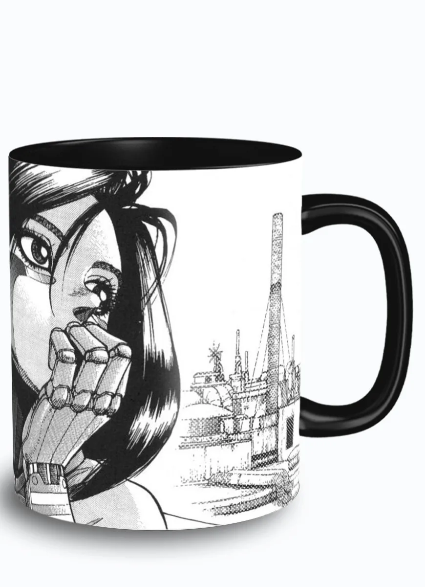 Кружка черная для чая воды кофе питья с принтом аниме алита боевой ангел alita - 7049