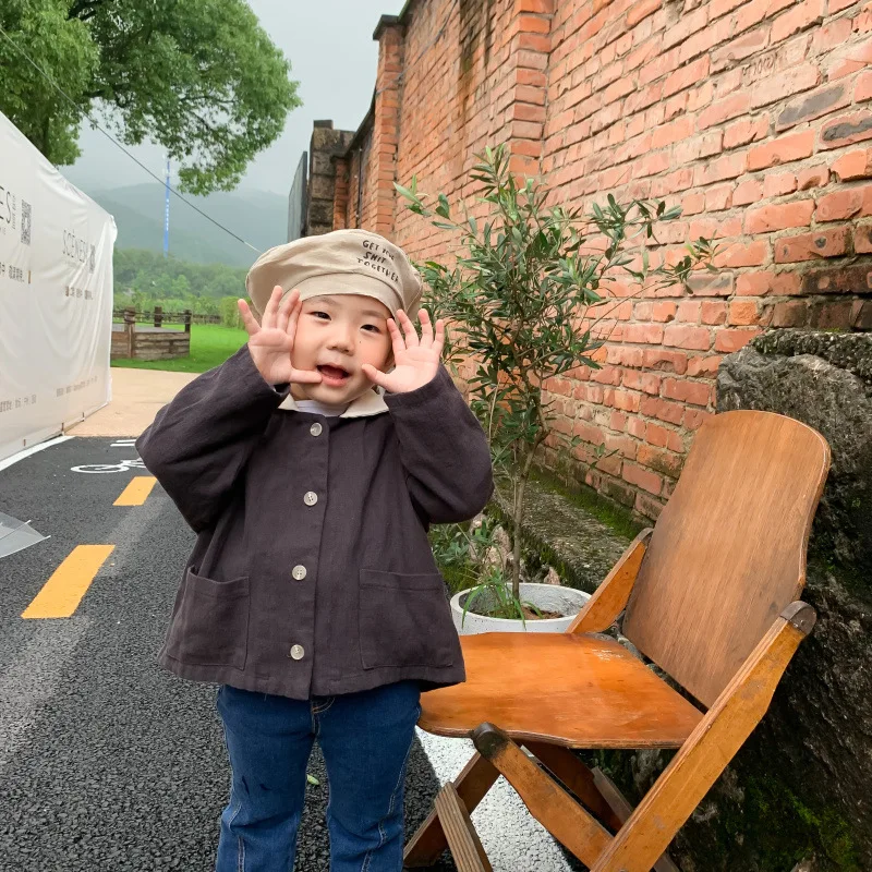 

Outerwear Coat Jacket O-neck Collar Single Breasted Solid Regular Cotton New Fashion Simple Cute Cool Spring Autumn Unisex Kids