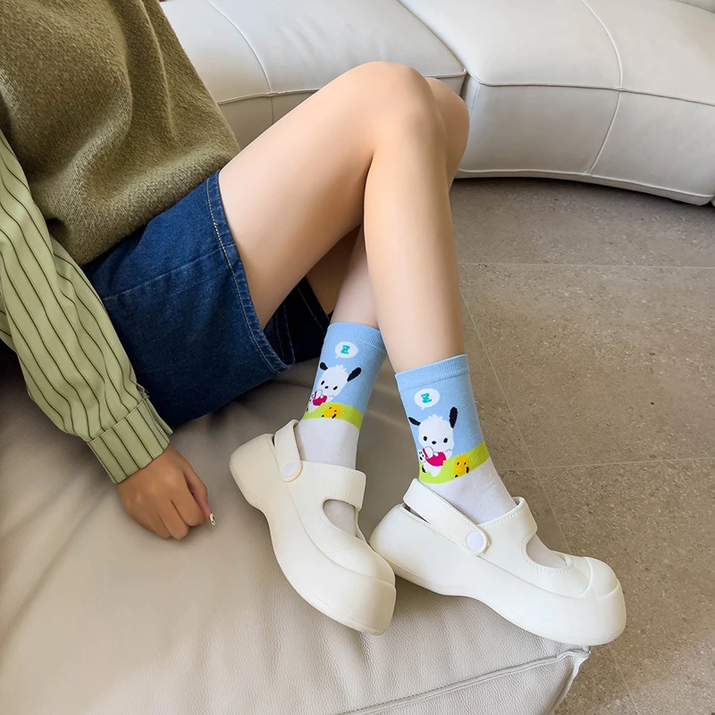 MINISO полако Мультяшные хлопковые носки Sanrio чулки из чесаного хлопка милые щенки