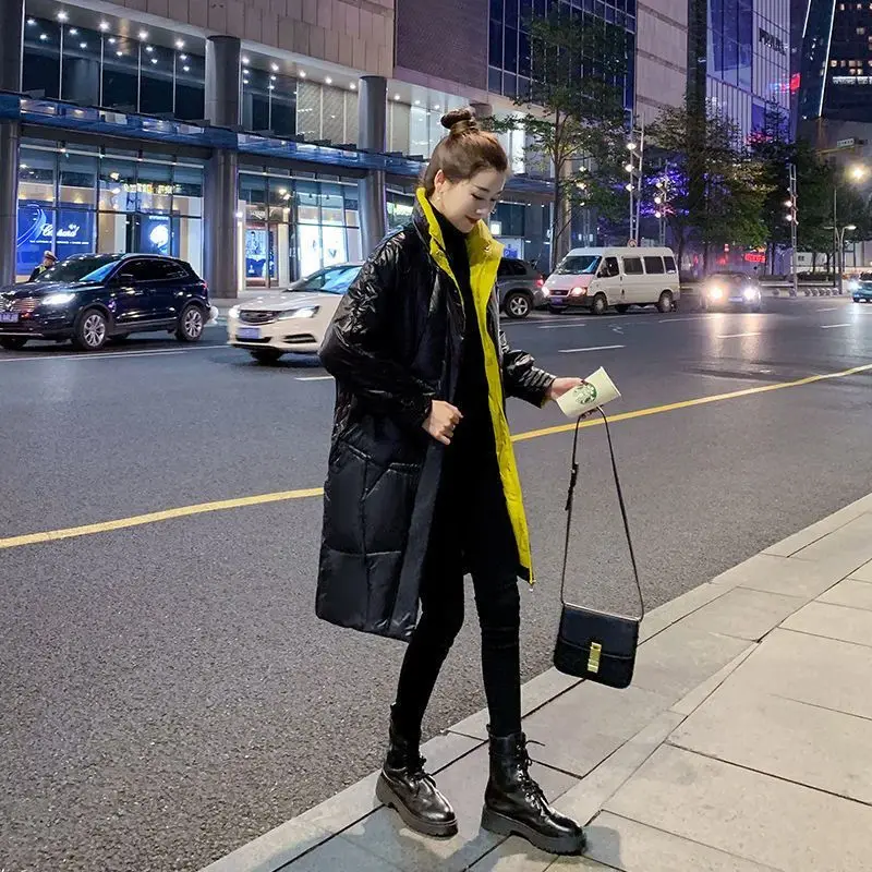 Long Women's Parkas Ladies Coat Fashion Women 2023 Loose Vintage Thick Winter Outwear Warm Cotton Padded Femme Stand Collar S68