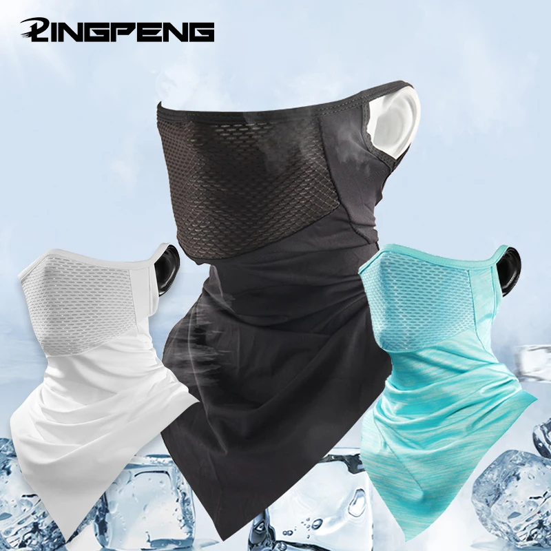 

Cycling Neck Sleeve Bandanas Face Scarf Ear Loops Face Rave Cover Balaclava Neck Gaiter for Women Men Outdoors Sports