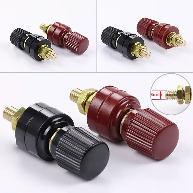 

New 6mm Stud Premium Remote Battery Power Junction Post Connector Terminal Kit 1* Black Post Terminal+Red Post Terminal