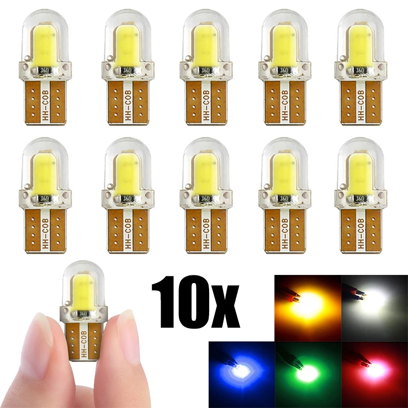 

10 шт., лампы T10 W5W для номерного знака, 12 В