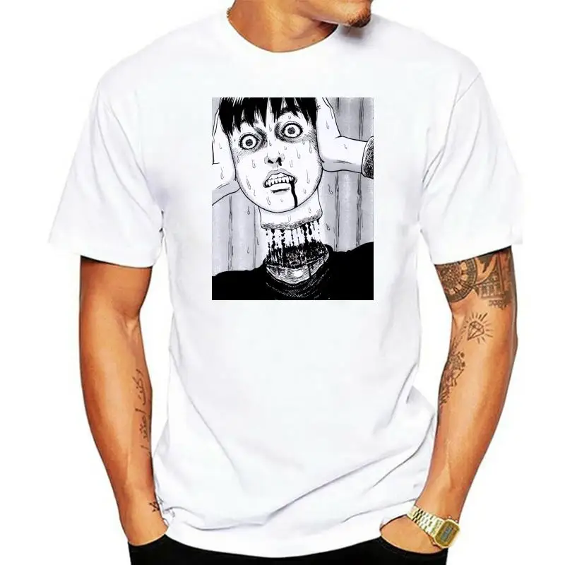 Horror Halloween HoJunji Ito Turtleneck T-Shirt Man Short Sleeve Stylish Tees O Neck Purified Cotton Clothes Printing T Shirts