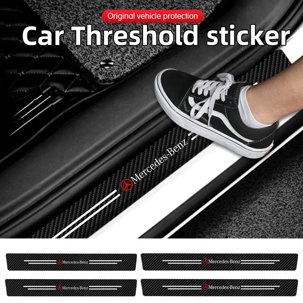 4 шт. автомобильная наклейка из углеродного волокна порог автоматической двери