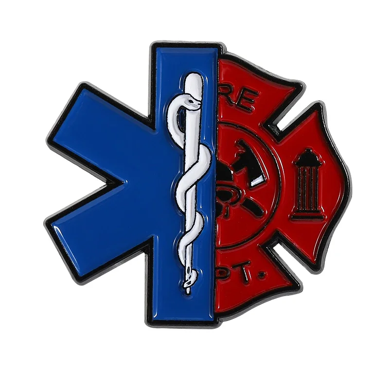 Фото Эмалированные булавки Emt Star Of Life на заказ, медицинский аварийный знак пожарного, броши, значок на лацкане для одежды, ювелирное изделие, подарок для друзей №1