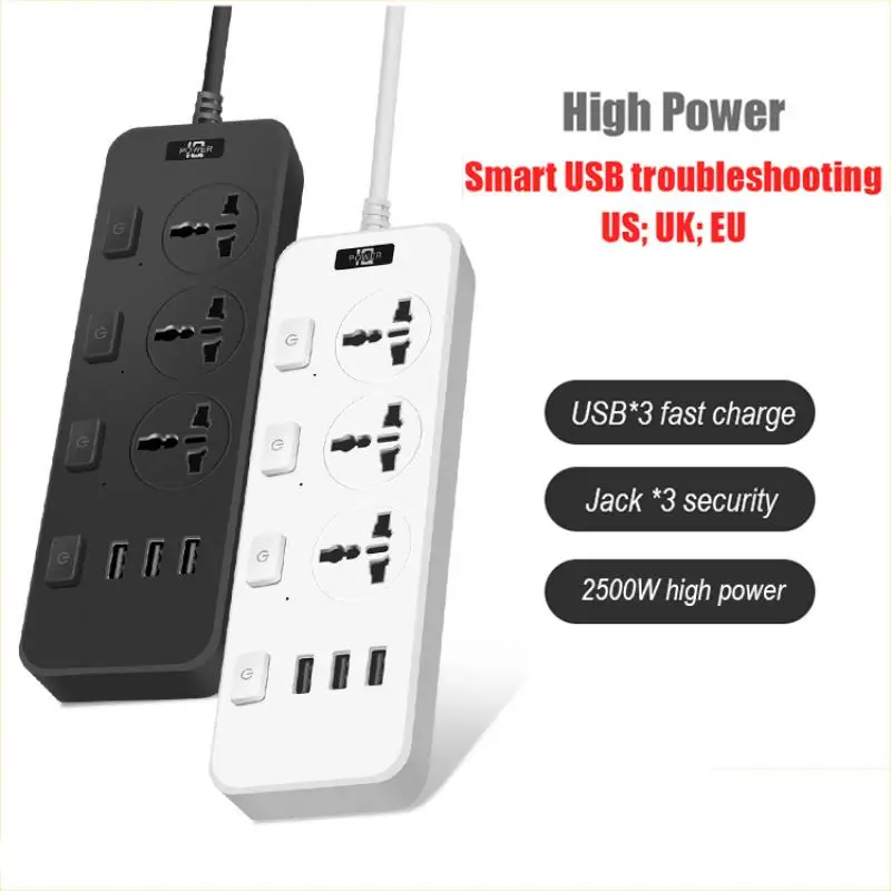 

Usb-розетка с дополнительным переключателем, 2500 Вт, 3 usb-порта с ночным светильник том и независимым переключателем, умная Usb-розетка из АБС-пла...