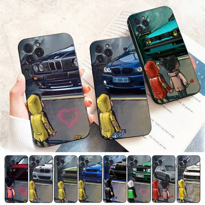 

Boy See Sports Car Jdm Drift Phone Case For iPhone 11 12 13 14 Pro Max Mini X XS Max XR 6 7 8 Plus SE2 Funda Shell
