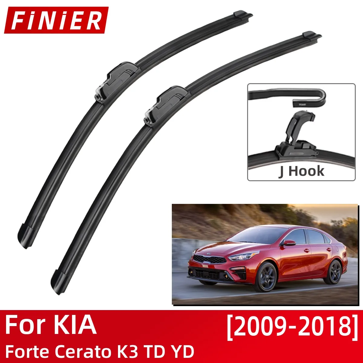 For KIA Forte Cerato K3 TD YD 2009-2018 Car Accessories Front Windscreen Wiper Blade Brushes U Type J Hooks 2018 2017 2009