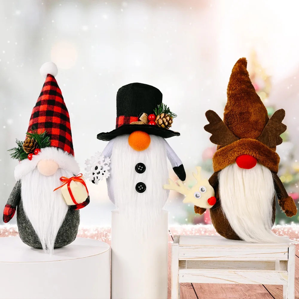 Christmas fabric handmade doll fun santa clause snowman rodulf 3 brothers telling xmas story toys warm gift for kids home decor