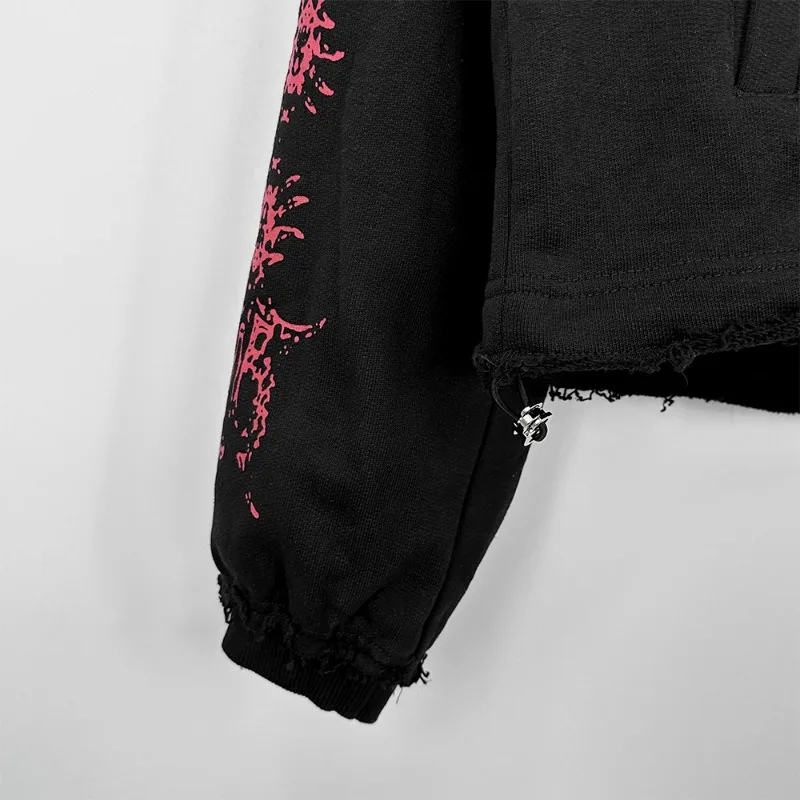 24FW Thug Клубная куртка с черепом демона толстовка принтом летающего дракона