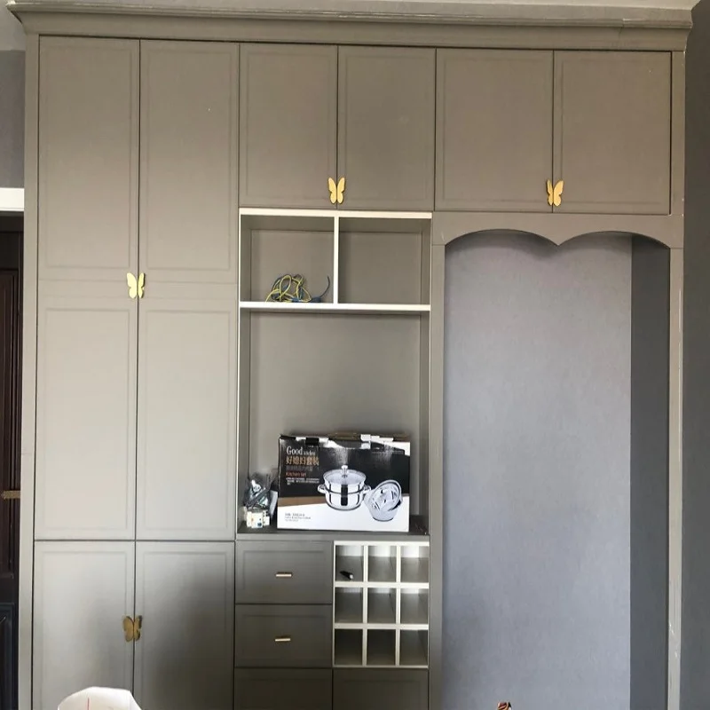perforation free nordic brass butterfly handles various drawers and cabinet door handles kitchen furniture decoration a pair free global shipping