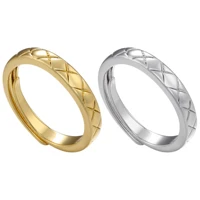 fashion simple adjustable rings for women goldsilver color x shaped texture brass rings jewelry accessories partygift for girl
