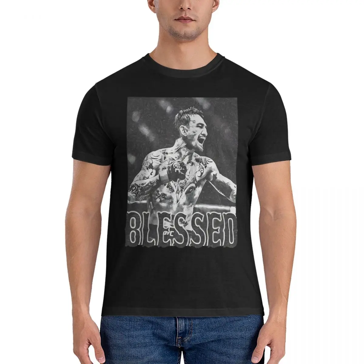 Футболка мужская с коротким рукавом и круглым вырезом из чистого хлопка