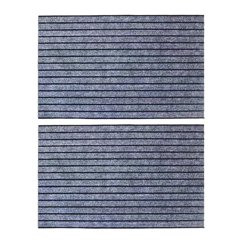

2X Durable Striped Doormat Outdoor Indoor, 20X31.5 Inch Waterproof Non Slip Washable Entrance Rug Floor Mats, Grey