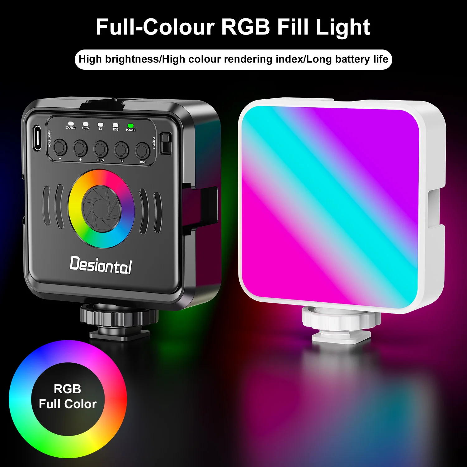 Фото Светодиодные RGB-лампы X2 Mini для фото- и видеосъемки, 6500 мАч, перезаряжаемая LED-панель для YouTube и TikTok №2