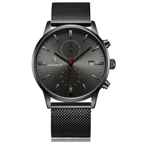 watch for men fashion sleek minimalist quartz analog wristwatch stainless steel mesh strap waterproof chronograph watches 0818