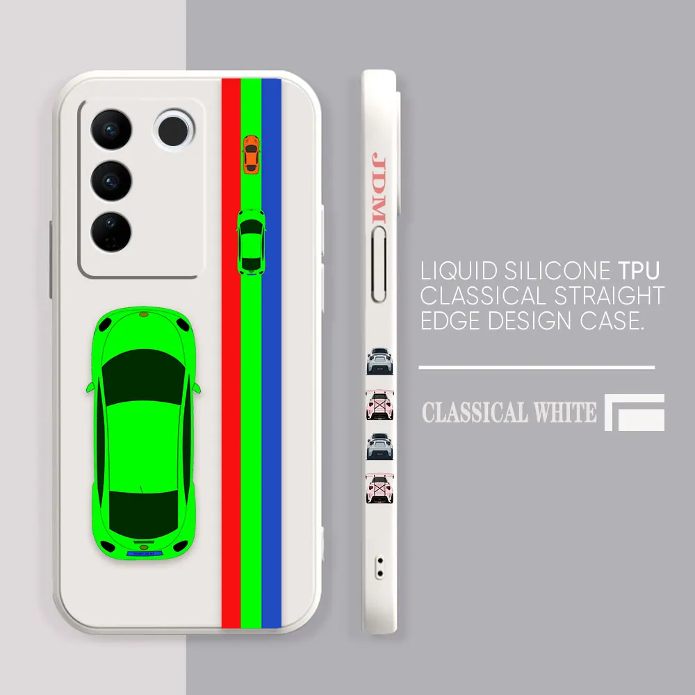 Case For VIVO S5 S6 S7 S9 S9E S10 S12 S15 S16 S16E V19 V20 V21 V23 V25 V27 PRO 5G Case Funda Cqoue Shell Capa Cartoon Sports Car