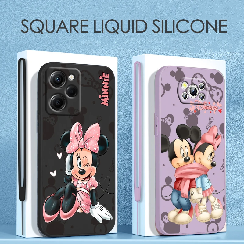 

Minnie Mickey Mouse For Xiaomi POCO X5 M5 C40 M4 X4 F4 C40 X3 NFC F3 GT M4 M3 M2 Pro C3 4G 5G Liquid Rope Phone Case Coque Capa
