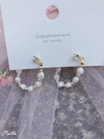 2022new trendy 5 6mm natural pearl wmetal beads earring double wearing for lovely cute girl gift party daily shopping jewerlry