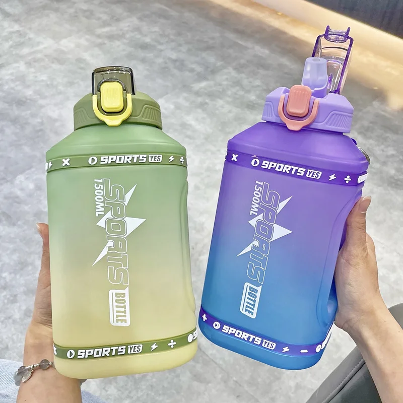 

Portable Straw Waterbottle 1.5 Liters Silicone 2.3 Liter Big Bottles Travel Bottle Sport Fitness Water Bottle Sports Bottle