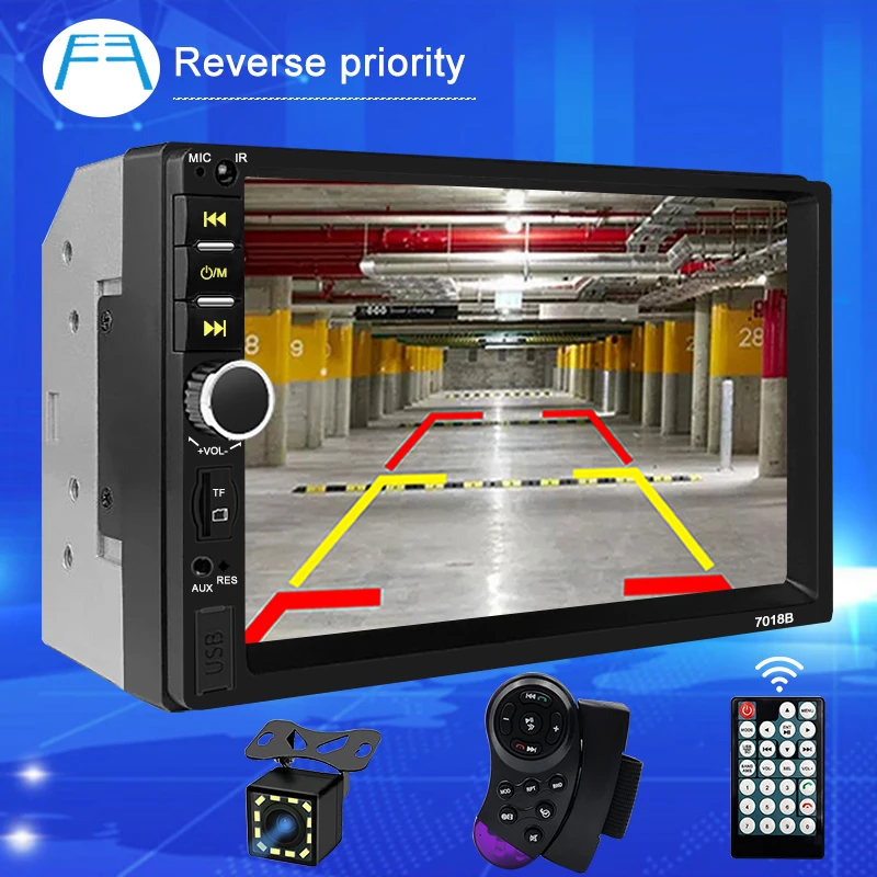 

Ahoudy 2 Din Car Multimedia Player 7 Inch Touch Screen Auto Radio Stereo MirrorLink/FM/TF Carplay Android Auto MP5 With Camera