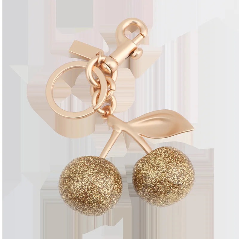 Блестящая смола золотая подвеска с вишней для кошелька брелок-подвеска