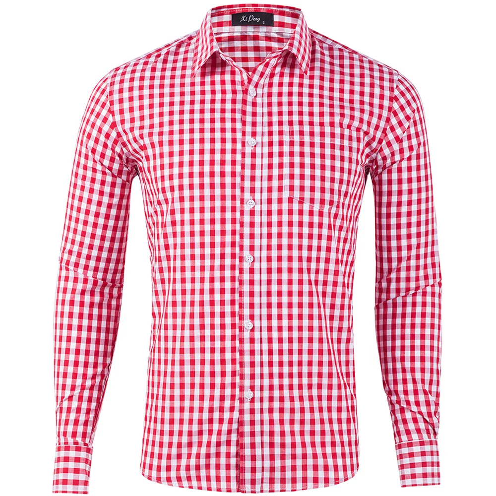 

New Cotton Small Plaid Large Size Long Sleeve Men's Shirt Casual Business Suit