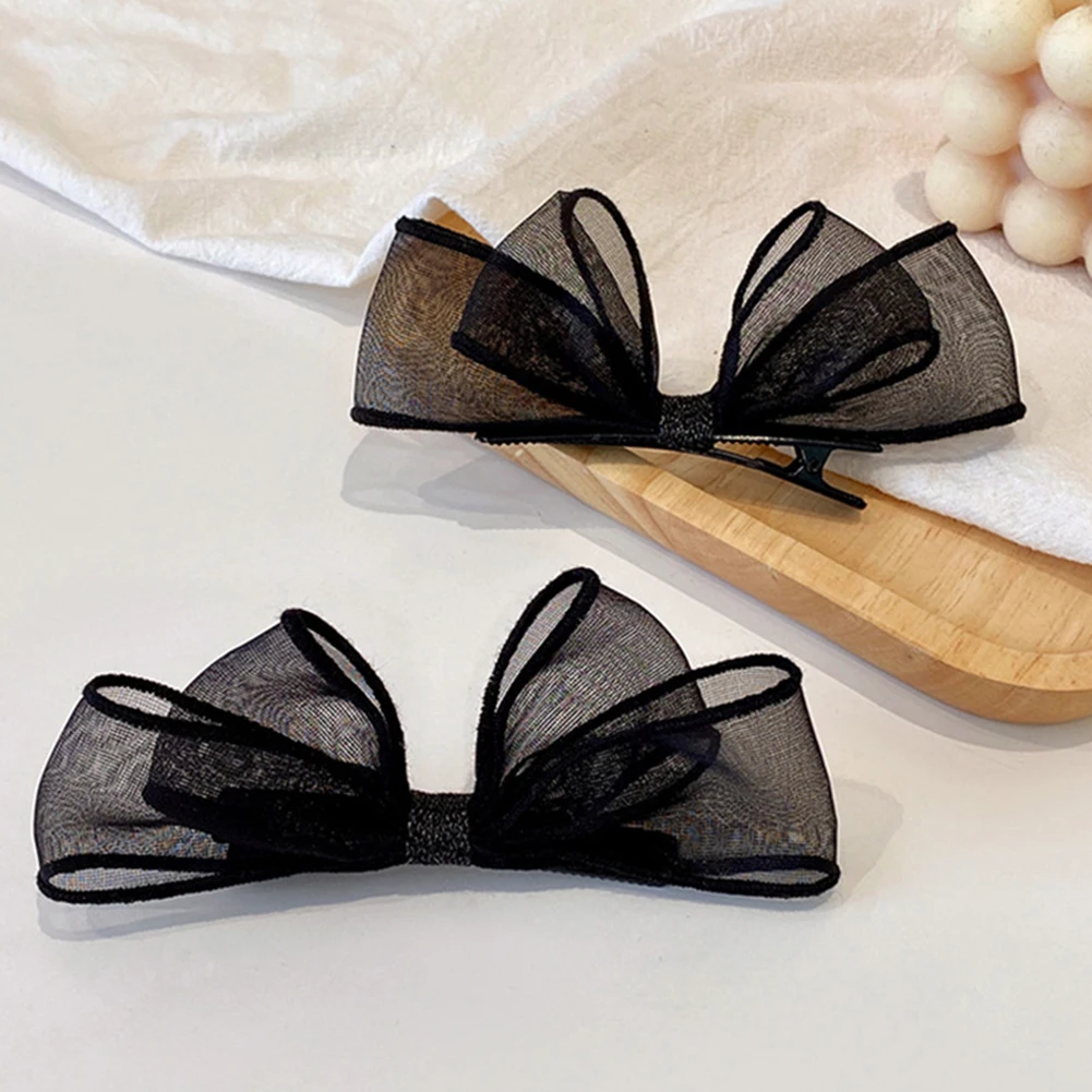

2022 Black Bow Hair Clips Pin For Women Fashion Geometric Barrettes Headwear Girls Sweet Side Duckbill Hairpins Hair Accessories