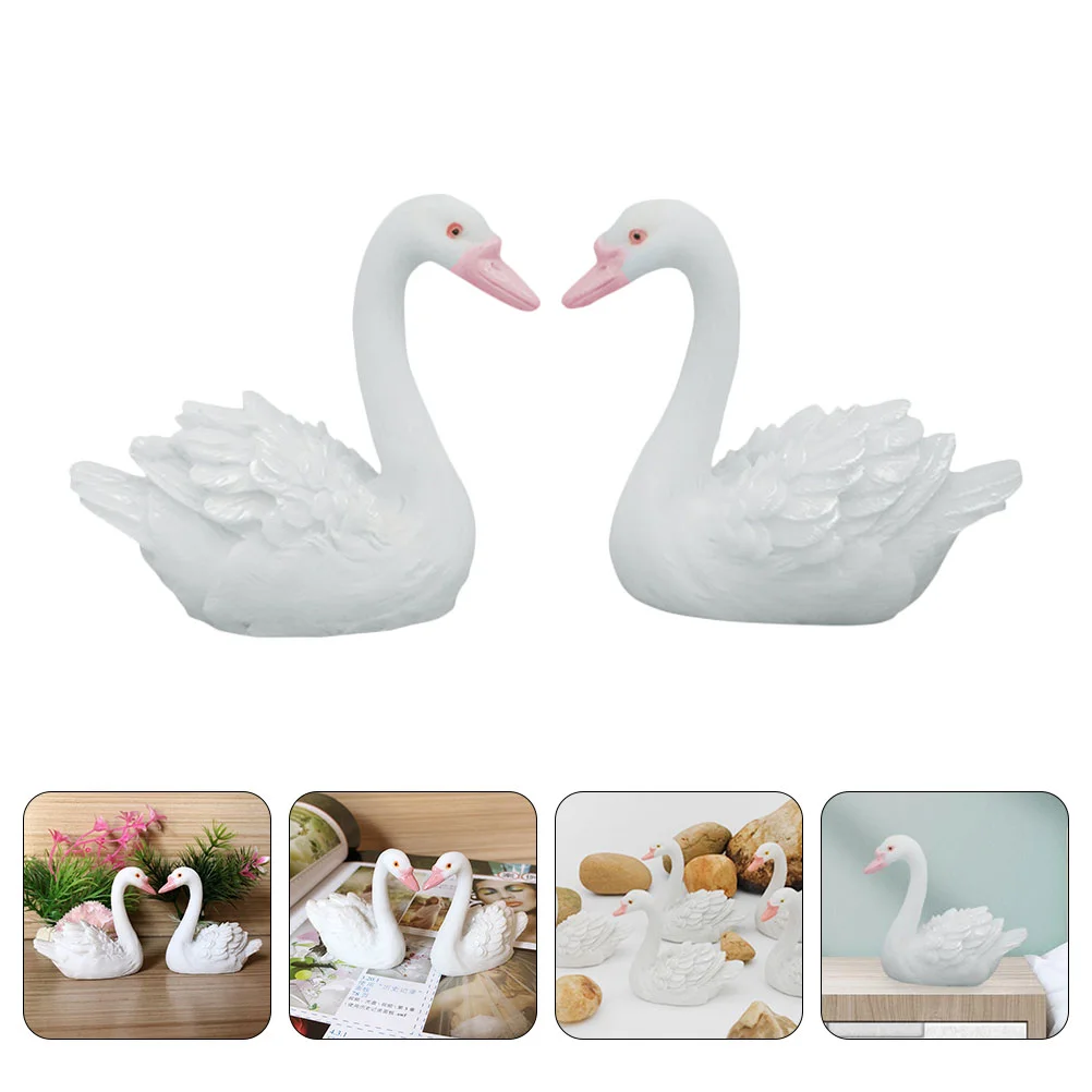 

Swan Figurines Animal Figurine Decor Resin Wedding Couple Miniature Home Model Ornament Statue Figures Decorations Statues Cake