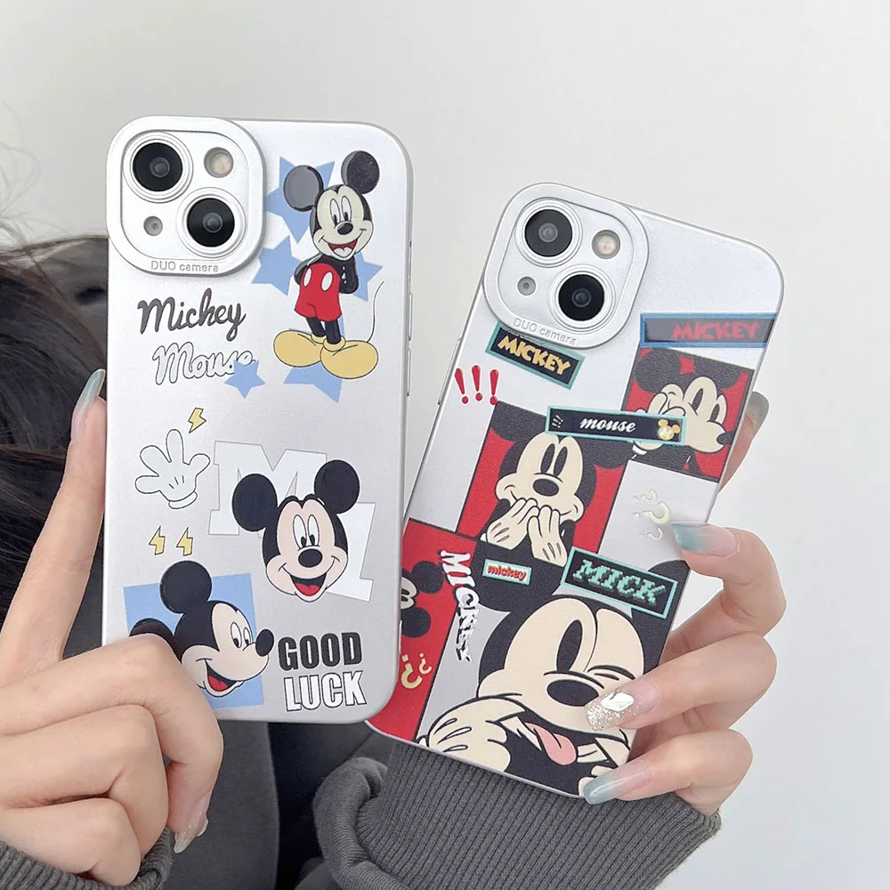 

Disney Mickey Minnie Plating Phone Case for IPhone 14 13 12 11 Pro Max Apple Phone 11 Case All-inclusive Anti-fall Cover