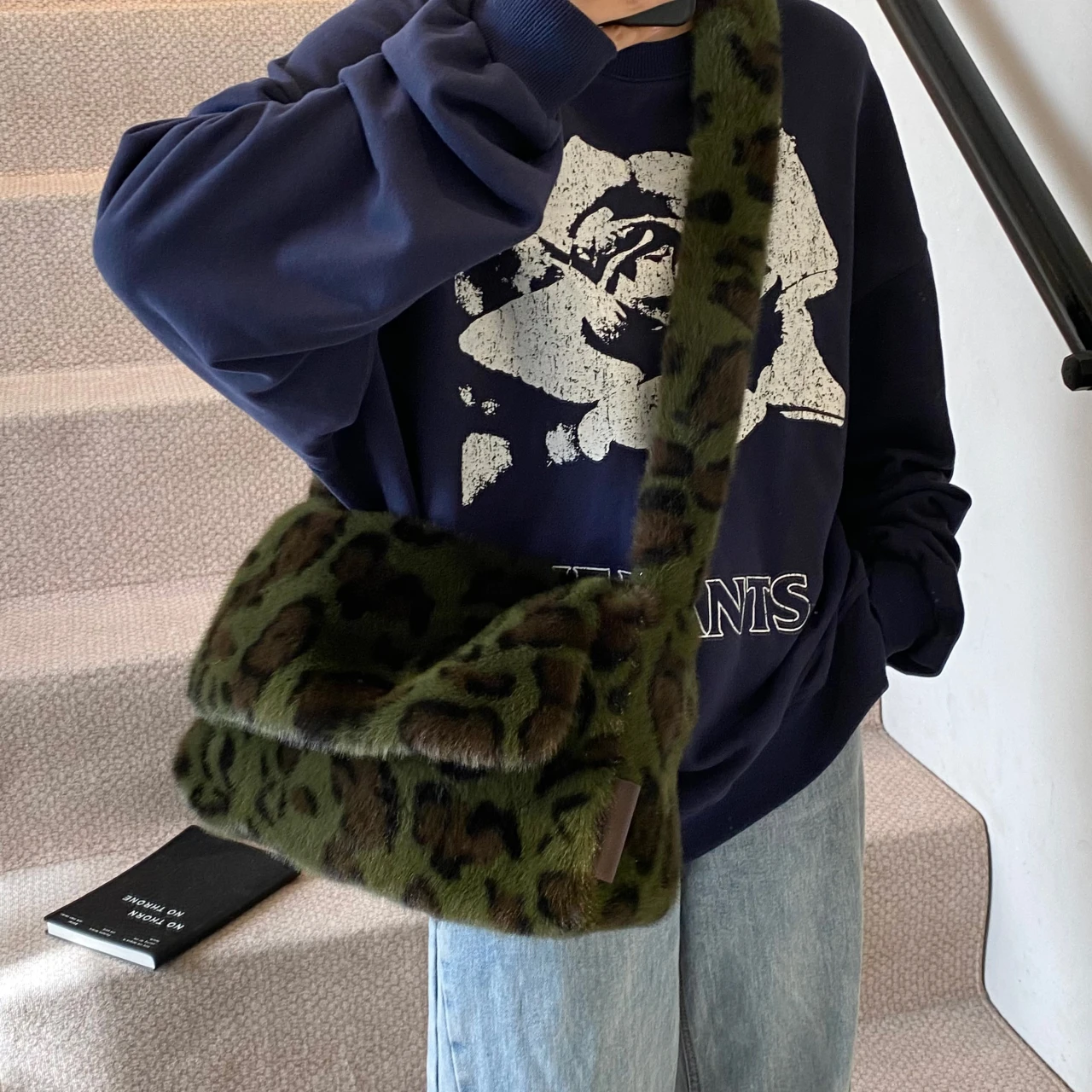 Женская сумка через плечо из ткани ягненка теплые пушистые меховые сумки большие