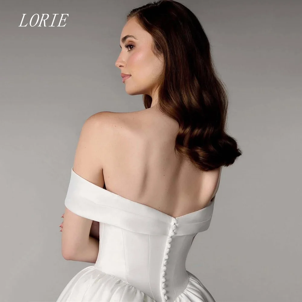 Фото Роскошное свадебное платье LORIE A-Line для гражданской церемонии, вечернее платье с открытыми плечами, классическое свадебное платье для помолвки, индивидуальный пошив, 2026 №1