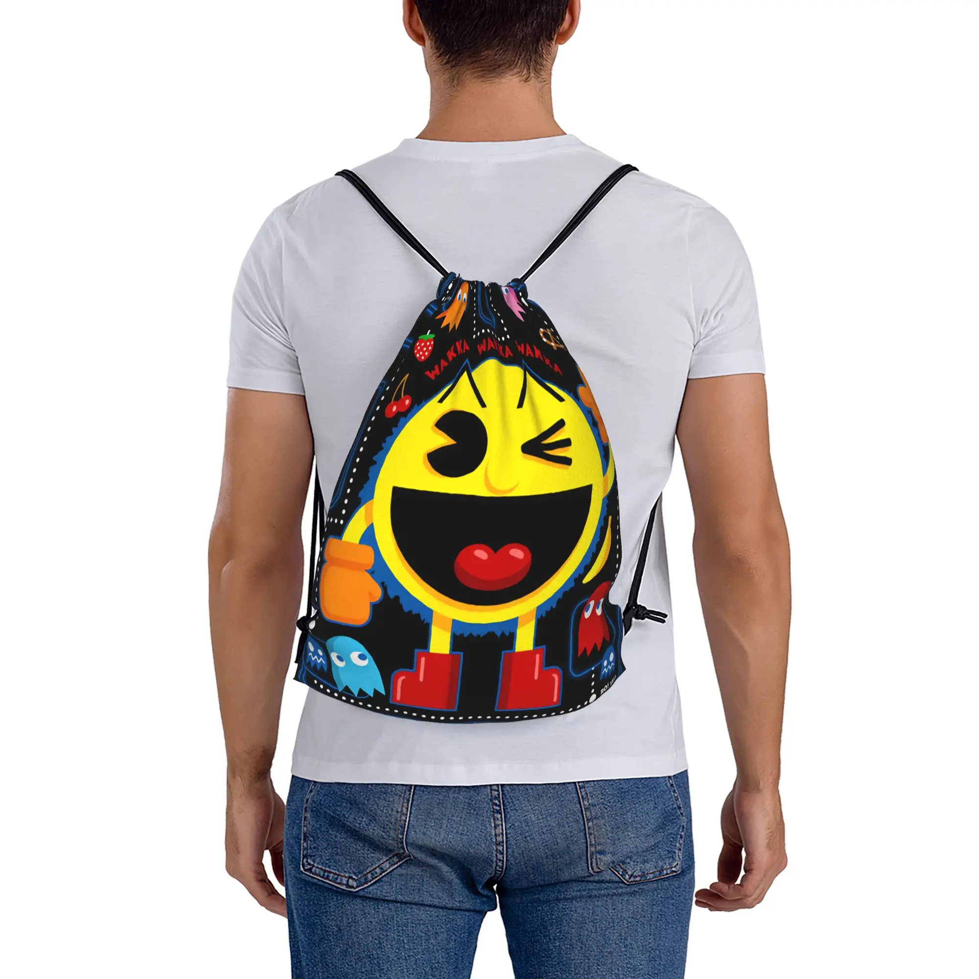 Сумка на шнурке Pac-Man, модный спортивный рюкзак унисекс, вместительная сумка-мешок на шнурке (art.: 3920dbd1a31e0) - 3920dbd1a31e0