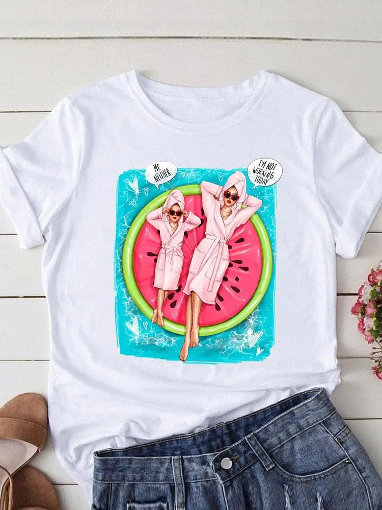 

Футболка женская летняя с принтом и коротким рукавом, милая графическая рубашка в стиле 90-х акварельных мам, Повседневная модная одежда, Топ
