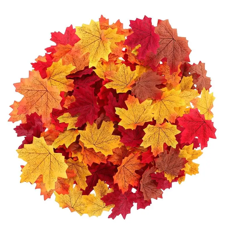 

800Pcs Artificial Maple Leaves Thanksgiving Autumn Leaves Wedding Party Decor