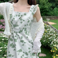 zouxo dress for women 2022 summer floral print dress french style original design high quality slim waist suspender dresses