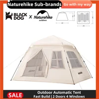 Naturehike & BLACKDOG Outdoor Automatic Tent 150D Oxford Cloth Portable 3-4 Persons Camping Tent Fast Build 2 Doors 4 Windows
