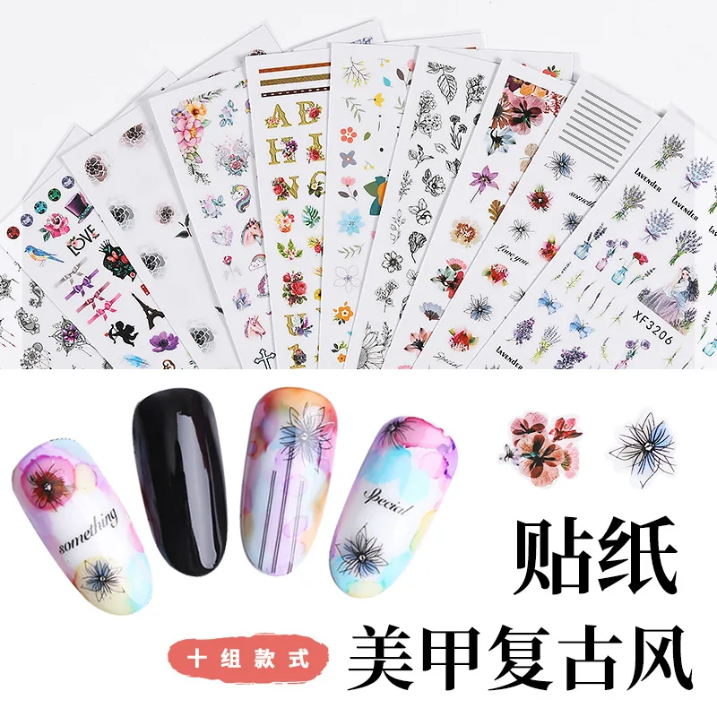 Новая имитация сухих цветов Ins картина Весна Ретро цветок 3D украшения для ногтей