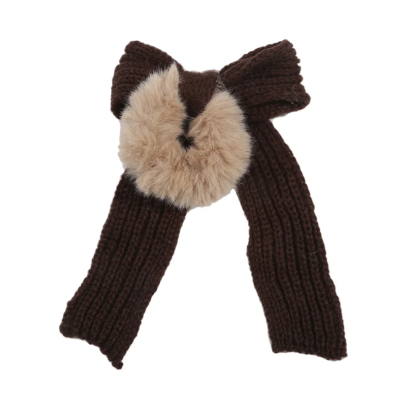 Осень-зима нежный вязаный шерстяной бант веревка для волос милое и универсальное