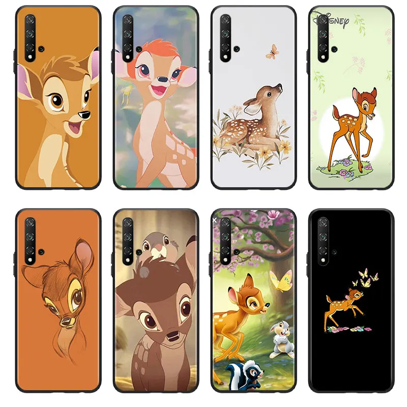 Cute bambi Phone Case For Huawei Honor 60 50 X30 30i 20 10 10i 10X 9X 9S 9C 9 8X 8A lite Pro SE Black luxury Silicone Soft Back