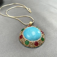 color preservation blue turquoise pendant short ladies necklace simple elegant classic timeless fashion explosive jewelry