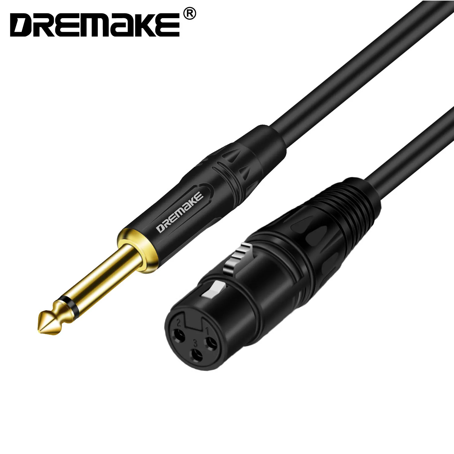 

DREMAKE Instrument Guitar Cable XLR 3 Pin Female to 6.35 mm (1/4") Male Mono Jack Plug Cable for Microphone Amplifier AMP Stage