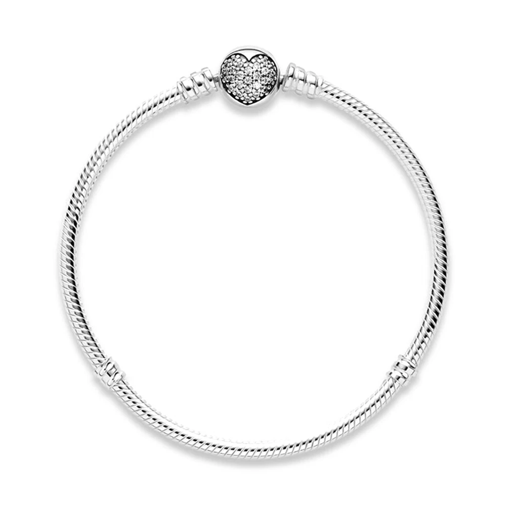 Браслет-цепочка со змеиным плетением и застежкой в виде сердца - купить по