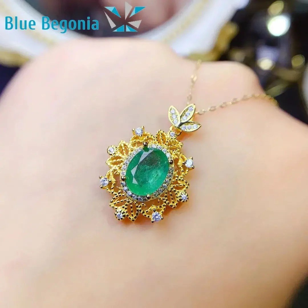 Изумрудный кулон из стерлингового серебра 925 пробы ювелирные изделия роскошные