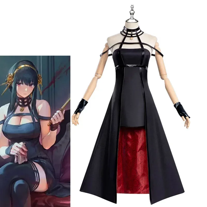 Эластичный ансамбль Cuisse Bas для косплея Yor Forger Complet pour Comic Con Collants Boucles d'Oreilles Perruque